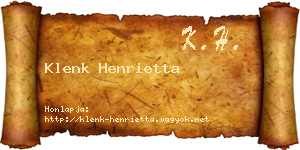 Klenk Henrietta névjegykártya